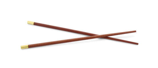 Pair of wooden chopsticks isolated on white