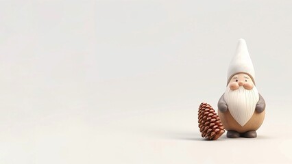 Cute little Christmas Santa Claus gnome elf figurine in front of a grey background