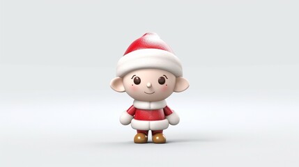 Cute little Christmas elf figurine in front of a white background