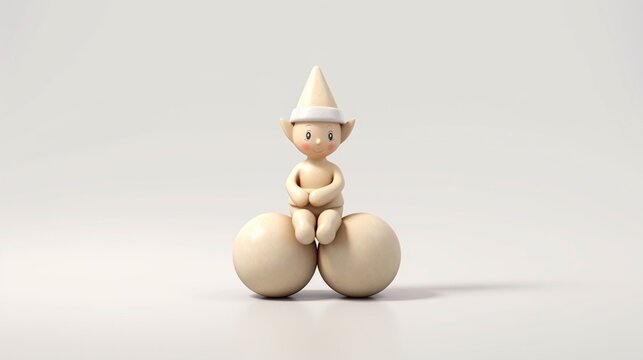 Cute little Christmas elf figurine in front of a white background