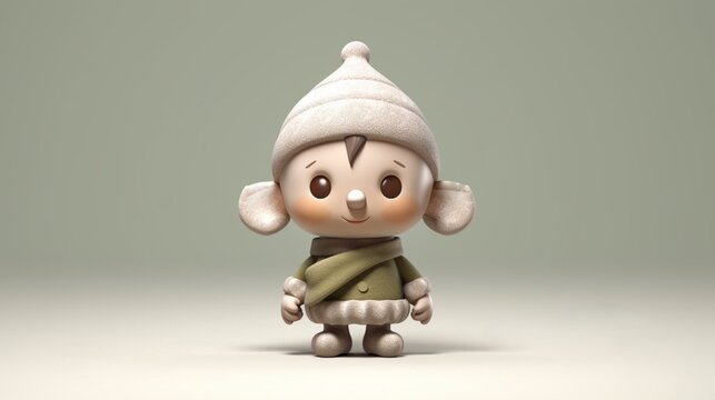Cute little Christmas elf figurine in front of a green background
