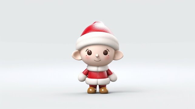 Cute little Christmas elf figurine in front of a white background