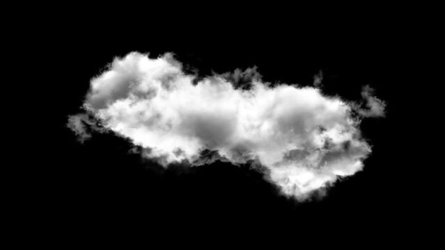 Beautiful 4k cloud loop. fast billowing cloud isolated on black background. light rays shining through. light rays shining, Transition, Smoke, Weather, Nature, Rain, Cloudscape, and air, summer, fog