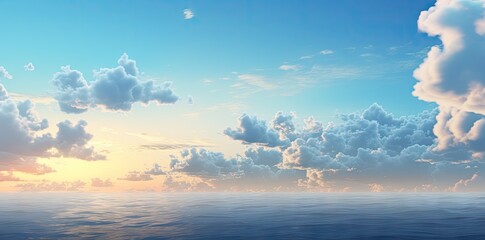 Sunset sky and cloud over the sea background. Generative AI