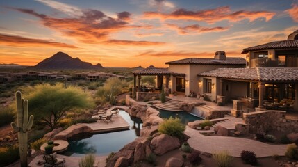 Tuscan style villa in the serene and upscale community of Scottsdale, Arizona, complete with a private courtyard and a spa