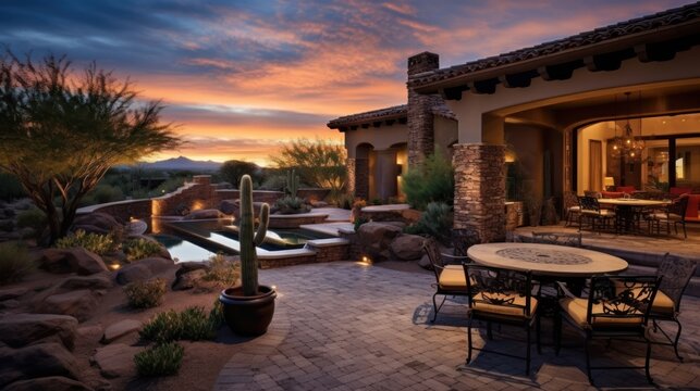 Tuscan style villa in the serene and upscale community of Scottsdale, Arizona, complete with a private courtyard and a spa