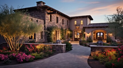 Tuscan style villa in the serene and upscale community of Scottsdale, Arizona, complete with a private courtyard and a spa