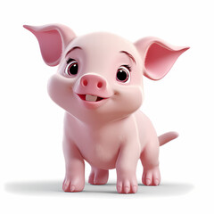 Pig with Smile isolated white