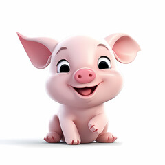 Pig with Smile isolated white