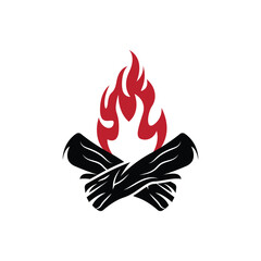 Bonfire Logo, Wood Burning And Fire Design, Camping Adventure Vintage