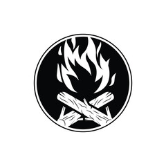 Bonfire Logo, Wood Burning And Fire Design, Camping Adventure Vintage