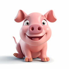 Naklejka premium Pig with Smile isolated white background