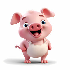 Pig with Smile isolated white background