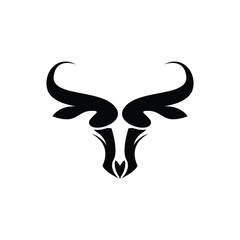 Bull Logo Design, Bull Head Vector, Simple Vintage Buffalo And Cow Long Horn
