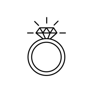 icon of ring with diamond. Icon of wedding ring. Vector illustration. EPS 10.