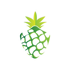 Obraz premium Pineapple Logo, Vector Garden Farm Fresh Fruit, Design For Simple Fruit Shop Juice