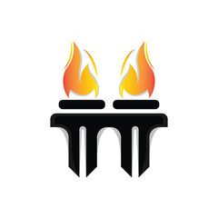 Torch Logo, Fire Design, Letter Logo, Product Brand Icon