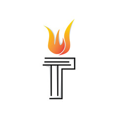 Torch Logo, Fire Design, Letter Logo, Product Brand Icon