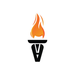 Torch Logo, Fire Design, Letter Logo, Product Brand Icon