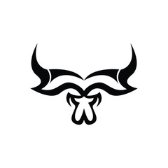 Bull Logo Design, Bull Head Vector, Simple Vintage Buffalo And Cow Long Horn