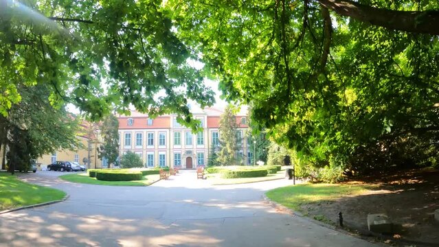 Park Oliva landscape place for rest walk beautiful trees bushes flowers Gdansk Poland