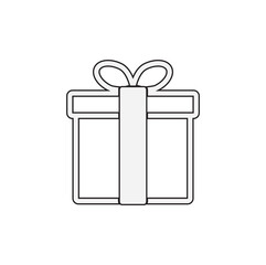 Simple gift box outline icon, Trendy flat design style on white background. vector sign, linear style pictogram isolated on white. Symbol, logo illustration.