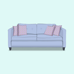 sofa furniture, appliances, and decoration. Editable stroke. Outline icon collection—vector illustration. Comfortable sofas. Luxury couche for apartments, comfort sofa models, and modern house sofas. 