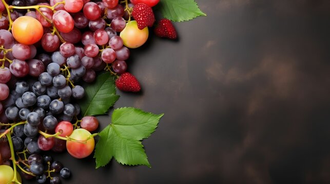 Fresh grapes on an inviting copy space