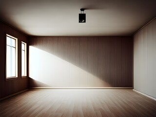 empty wooden room interior with empty wooden ceiling.