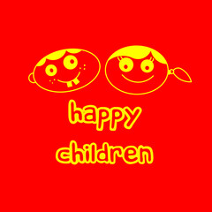 Simple illustration of the heads of a cheerful boy and girl