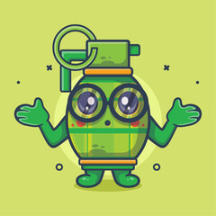 cute grenade weapon character mascot with confused gesture isolated cartoon in flat style design