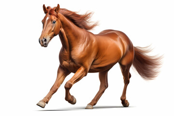 Fototapeta na wymiar red horse galloping isolated on white background
