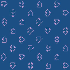 Puzzle Pieces Outline Vector Seamless Pattern