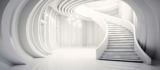 Staircase in a white house. Interior and architecture concept. Generative AI