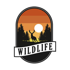 wildlife adventure badge with deer silhouette