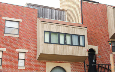 Modern complex real estate represents architectural innovation, growth, and prosperity in...
