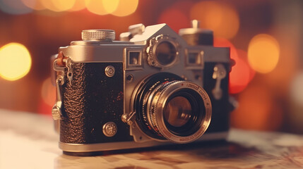 Fototapeta na wymiar Light Leaks and Vintage Camera A Dreamy Design Retro Camera AI Generated