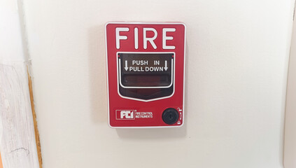Vivid fire alarm, a symbol of caution and protection. Red-hot urgency to prevent disaster. Alertness, safety, and preparedness concept