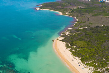 Fototapeta na wymiar Aerial Serenity: Beautiful Beach Sand from Above