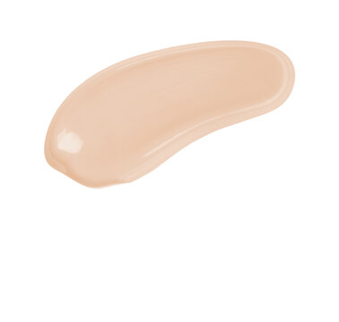 Rose Beige CC Cream Coverage correcting foundation cosmetic swipe smear smudge isolated on transparent background. rose beige color brush stroke close up. Makeup cream texture background
