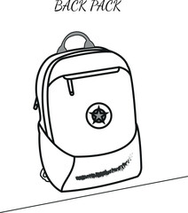 Continuous line drawing of back pack vector illustration.