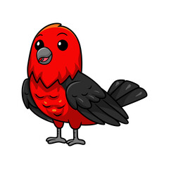 Cute scarlet tanager bird cartoon