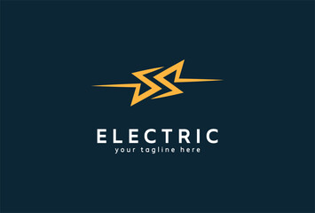Electric Logo. abstract letter S from negative space lightning bolt , tunder bolt design logo template, vector illustration	