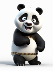 Cute panda cartoon character isolated illustration