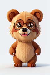 Bear cartoon animal character icon vector cute comic style 3D animal illustration