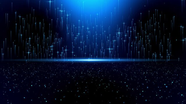 Gold Singing performance particle lighting show annual award presentation stage background. Beautiful luxury light sparkling glitter. Bokeh glitter awards dust luxury light flare stardust galaxy floor