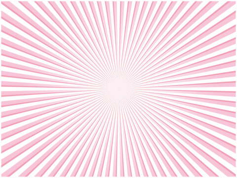 派手に輝く立体感のある太陽光線イメージの集中線背景_薄いピンク