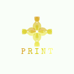 The plus shape logo is like an yellow fingerprint stamp. Suitable for technology business.