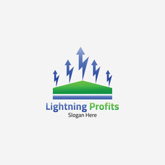 Lightning combined logo with up arrow. Suitable for companies engaged in the profit business.