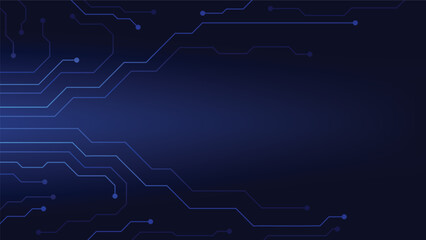 Hi tech digital circuit board. AI pad and electrical lines connected on blue lighting background. futuristic technology design element concept